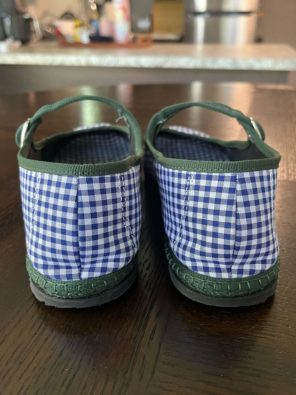 SantM Mary Jane Furlane Flats Navy Gingham Size 37 / US 7